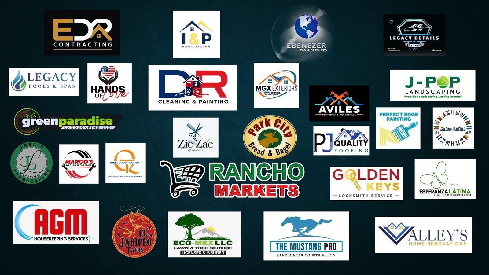 Composición de logotipos de empresas y organizaciones de distintas industrias.