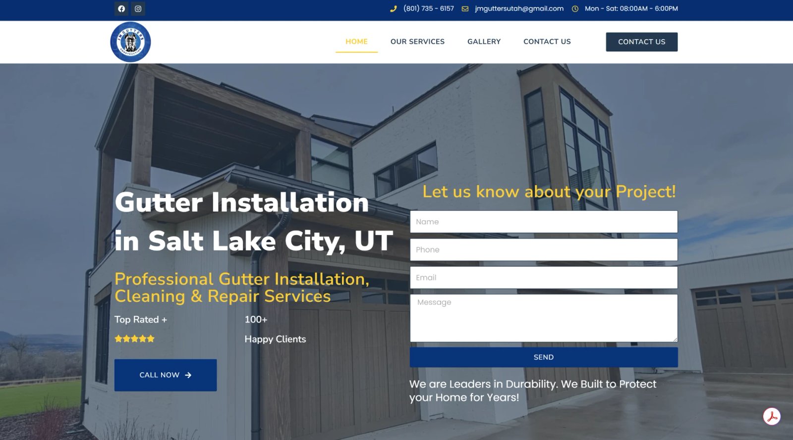 Website de JM Gutters diseñado y desarrollado por KABOD SOLUTIONS.