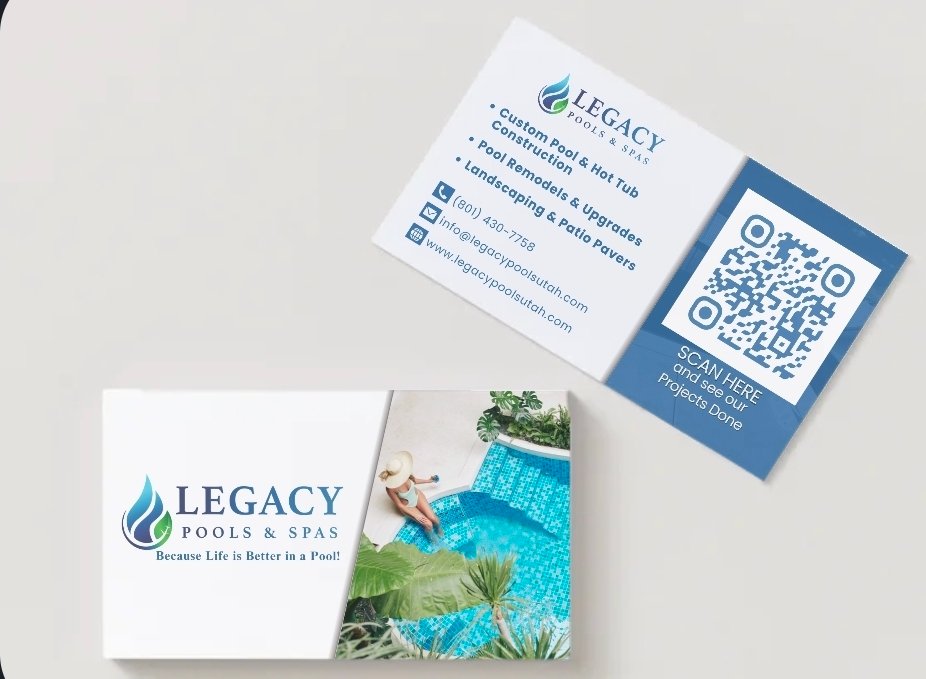 Business Cards de Legacy Pools & Spas diseñadas por KABOD SOLUTIONS.